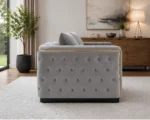 Madrid Light Grey 2 Seater Sofa – Luxury Chesterfield Fabric Sofa with Gold Accents | UK - Image 4