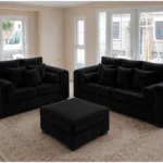 Luxury Black Velvet Sofa Set  – Premium Modern Living Room Furniture