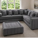 Lilly Modern 5 Seater L-Shape Sofa - Grey Lilly 5 Seater Sofa Set - Lilly 5 Seater Sofa – Premium Velvet Sofa for Modern Living Rooms