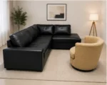 Dylan Modern Curved Corner 5 Seater Leather Sofa – Family Comfort Dylan Sofa - Image 2