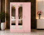 Modern Pink 3 Door Wardrobe with Full-Length Mirrors – Stylish Bedroom Furniture - Image 4