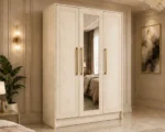 Modern Oak 3 Door Wardrobe with Mirror – Premium Wooden Storage Cabinett - Image 4