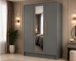 Modern 3 Door Wardrobe Storage Cabinet for Bedroom - Luxury 3 Door Mirror Wardrobe - Image 5