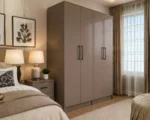 Modern Taupe 4 Door Wardrobe – Elegant Bedroom Storage Cabinet