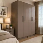 Modern Taupe 4 Door Wardrobe – Elegant Bedroom Storage Cabinet