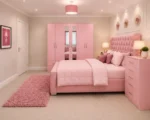 Premium Bedroom Furniture Collection – Six Door Wardrobe with Two Long Mirrors, Four Bottom Drawers, Chest of Five Drawers & Double Bed - Image 2