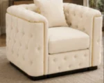 Madrid light beige Armchair – Luxury Chesterfield Accent Chair with Gold Accents | UK - Image 5