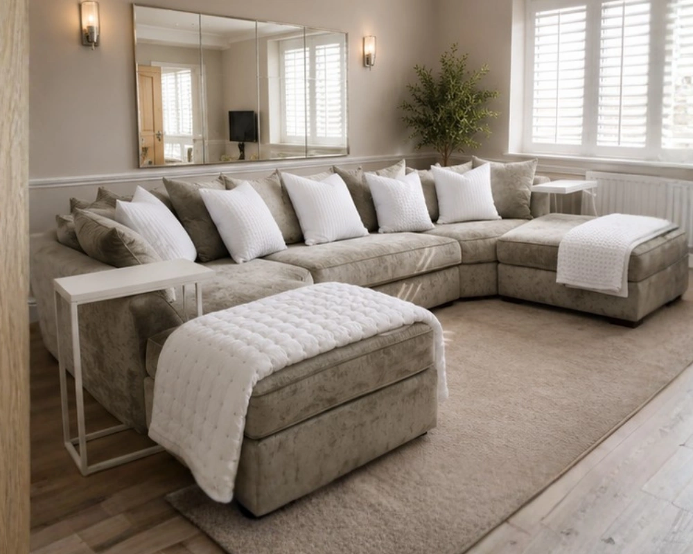 Luxury Beige U-Shape Corner Sectional Sofa U shape 5 seater sofa - Image 1