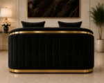 Madrid Black 2 Seater Sofa – Luxury Velvet Chesterfield Sofa with Gold Accents | UK - Image 3