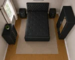 Complete Bedroom Collection With King Size Bed - Two Door Wardrobe With One Mirror - Chest of Five Drawers With Two Bed Side Table - Image 3