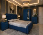 Premium Wooden King Size Bed Set - Two Door Wardrobe With One Mirror - Chest of Five Drawers With Two Bed Side Table - Image 4