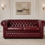 Elegant Chesterfield Upholstered Two-Seater Couch - Modern Chesterfield 2-Seater Leather Sofa
