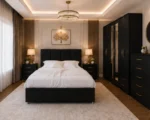 Modern King Size Bed Furniture Set – 6 Door Mirrored Wardrobe – 5 Drawer Chest – Pair of Bedside Cabinets