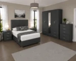 Complete Luxury Furniture Suite – Double Bed with 5 Door Wardrobe, Five Drawer Chest & Two Matching Bed Side Tables - Image 2