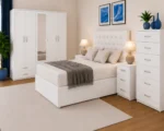 Luxury Bedroom Furniture Set – Double Bed with 5 Door Full Mirror Wardrobe, 4 Bottom Drawers, 5 Drawer Chest & 2 Bed Side Tables - Image 5