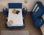 Modern Double Bed Furniture Set – Three Door Wardrobe with Dual Half Mirrors, Two Bottom Drawers, Chest of Five Drawers & Two Bed Side Tables - Image 3