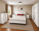 Modern Double Bed Furniture Collection - five Door Wardrobe With Four Drawer - Chest of Five Drawers With Two Bed Side Table - Image 2