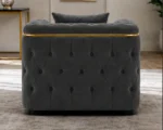 Madrid Dark Grey Armchair – Luxury Chesterfield Accent Chair with Gold Accents | UK - Image 3