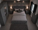 Luxury Double Bed Furniture Set – Six Door Wardrobe with Two Full Length Mirrors & Four Bottom Drawers – Chest of Five Drawers with Two Bed Side Tables - Image 2