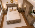 Elegant Bedroom Suite – Double Bed with Six Door Wardrobe, Two Full Length Mirrors, Four Bottom Drawers & Five Drawer Chest - Image 2