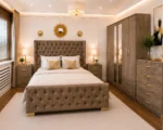 Elegant Bedroom Suite – Double Bed with Six Door Wardrobe, Two Full Length Mirrors, Four Bottom Drawers & Five Drawer Chest - Image 3