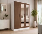 Modern 3 Door Mirrored Wardrobe – Wooden Bedroom Storage Cabinet - Image 4