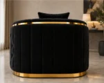 Madrid Black Velvet Armchair – Luxury Chesterfield Accent Chair with Gold Accents | UK - Image 4