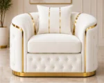 Madrid Off White Armchair – Luxury Chesterfield Accent Chair with Gold Accents | UK - Image 4
