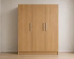 Premium Wooden 3 Door Oak Color Wardrobe - Spacious Hanging and Shelving Solution