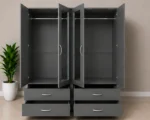 Luxury iron 4 Door Wardrobe with 4 Drawers & 2 Mirrors - Stylish 4 Door Storage Wardrobe with Drawers - Image 3