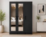 Contemporary Black 3 Door Wardrobe with Mirrors – Stylish Wooden Bedroom Furniture - Image 4