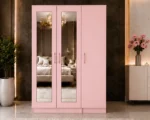 Modern Pink 3 Door Wardrobe with Full-Length Mirrors – Stylish Bedroom Furniture