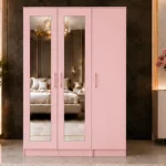 Modern Pink 3 Door Wardrobe with Full-Length Mirrors – Stylish Bedroom Furniture