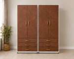 Modern 2 Door Wooden Wardrobe with 3 Drawers – Stylish Bedroom Storage
