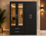 Elegant 4 Door Bedroom Wardrobe with Dual Mirrors - Premium 4 Door Storage Wardrobe with 2 Drawers - Image 5