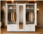 Large 5 Door Wardrobe with Full-Length Mirror & 4 Drawers - Modern White Bedroom Storage Solution - Image 5
