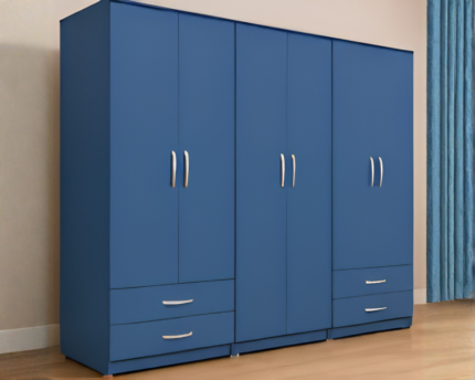 Luxury 6 Door Wardrobe with Drawers - Modern Wooden Bedroom Storage Cabinet
