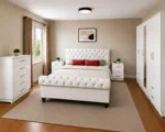 Luxury Double Bed Furniture Set - Six Door Wardrobe With Four Drawer - Chest of Five Drawers With Two Bed Side Table - Image 4