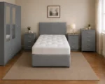 Grey Bedroom Set - 3 Door Wardrobe With Four Drawer - Chest of Five Drawers With Two Bed Side Table