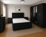Complete Bedroom Collection With Double Bed - six Door Wardrobe With Four Drawer - Chest of Five Drawers With Two Bed Side Table - Image 4