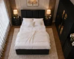 Modern King Size Bed Furniture Set – 6 Door Mirrored Wardrobe – 5 Drawer Chest – Pair of Bedside Cabinets - Image 3