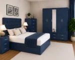 Contemporary Bedroom Suite – Double Bed, Five Door Wardrobe, Full Mirror, Four Bottom Drawers & Matching Furniture - Image 5
