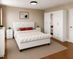 Luxury Double Bed Furniture Set - Six Door Wardrobe With Four Drawer - Chest of Five Drawers With Two Bed Side Table