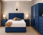 Premium Bedroom Collection – Double Bed, 5 Door Wardrobe with Full Length Mirror, Five Drawer Chest & Matching Bed Side Tables