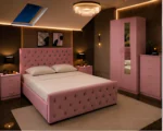 Contemporary Bedroom Suite - Double Bed - 2 Door Mirror Wardrobe With Bottom Drawer - Five Drawer Chest - Bedside Table Pair - Image 2