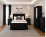Double Bed Home Collection - Two Door Mirror Wardrobe With Bottom Drawer - Chest of Five Drawers - Two Bedside Tables - Image 5