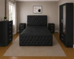 Complete Bedroom Collection With King Size Bed - Two Door Wardrobe With One Mirror - Chest of Five Drawers With Two Bed Side Table