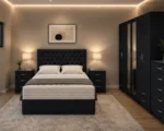 Luxury Bedroom Suite - King Size Bed - 6 Door Full Mirror Wardrobe - Five Drawer Chest - Two Bedside Units