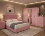 Contemporary Bedroom Set - King Size Bed Frame - Six Door Wardrobe - Five Drawer Chest - Two Bedside Tables - Image 4