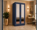 Modern Blue 2 Door Wardrobe with Dual Full-Length Mirrors -Elegant 2 Door Mirrored Wardrobe - Image 3